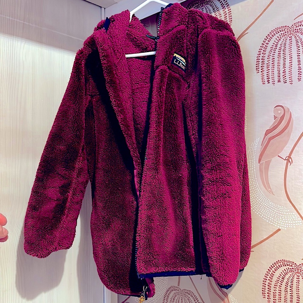 LL Bean hooded fleece jacket, size 6x/7